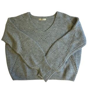 Baby Blue Patterned Knit Sweater
